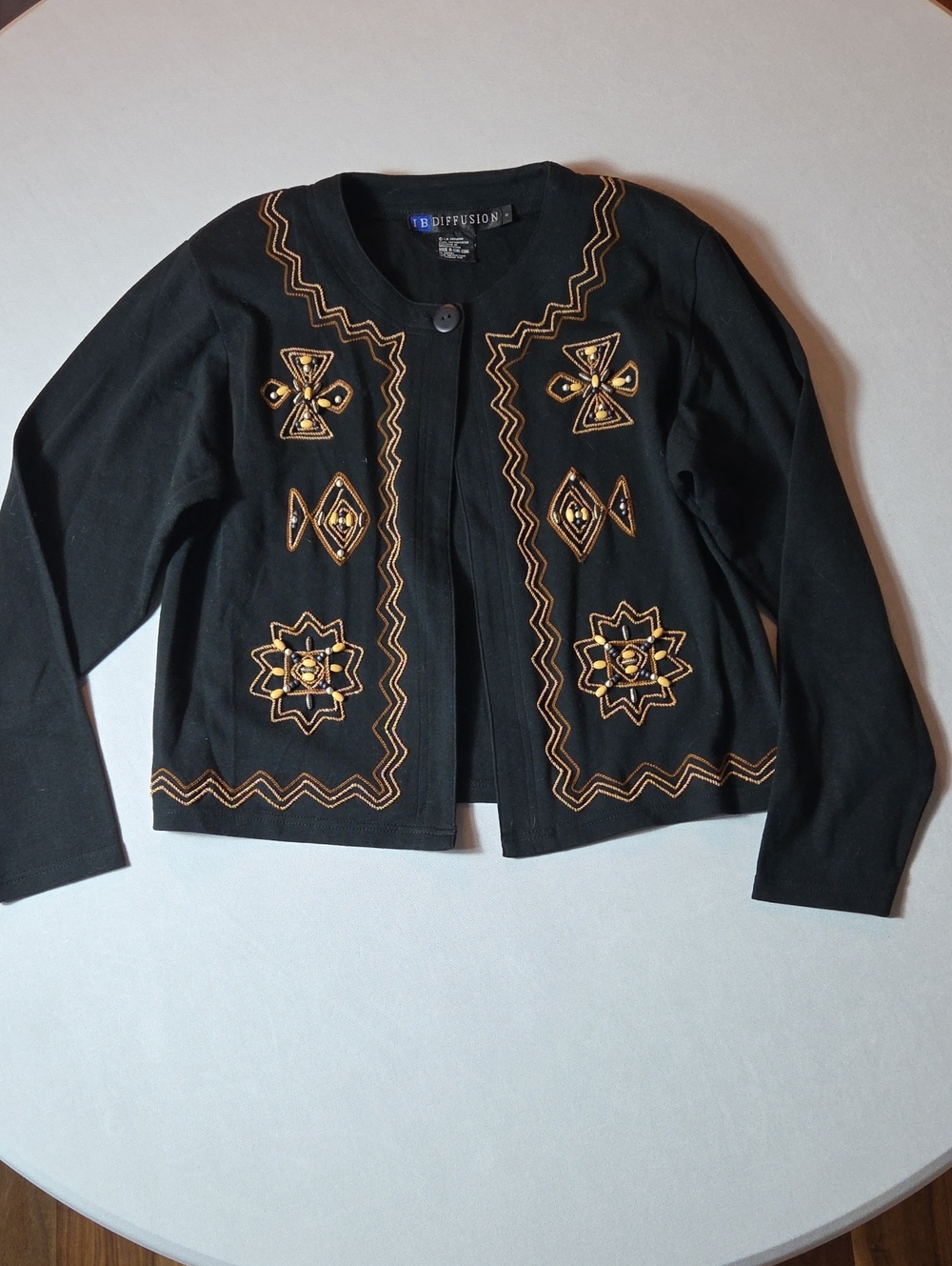 IB Diffusion 100% Cotton Embroidered Beaded Cardigan Size S